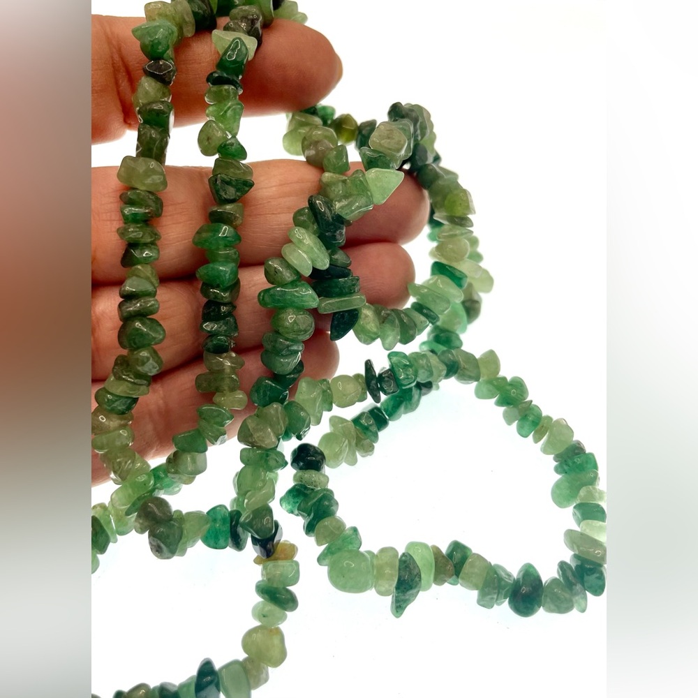 Aventurine Chip Infinite Strand Necklace 36”